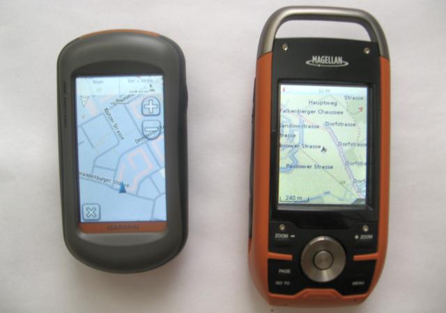 Gr��envergleich zwischen Garmin Oregon und Magellan Triton 2000